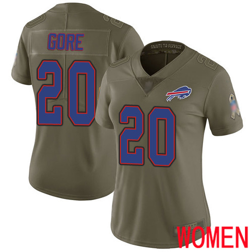 Women Buffalo Bills #20 Frank Gore Limited Olive 2017 Salute to Service NFL Jersey->women nfl jersey->Women Jersey